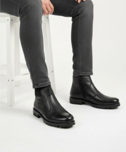 Alternative view of Levarno Caldor Frost Hakiki Deri İçi Kürklü Fermuarlı Kışlık Siyah Günlük Erkek Bot