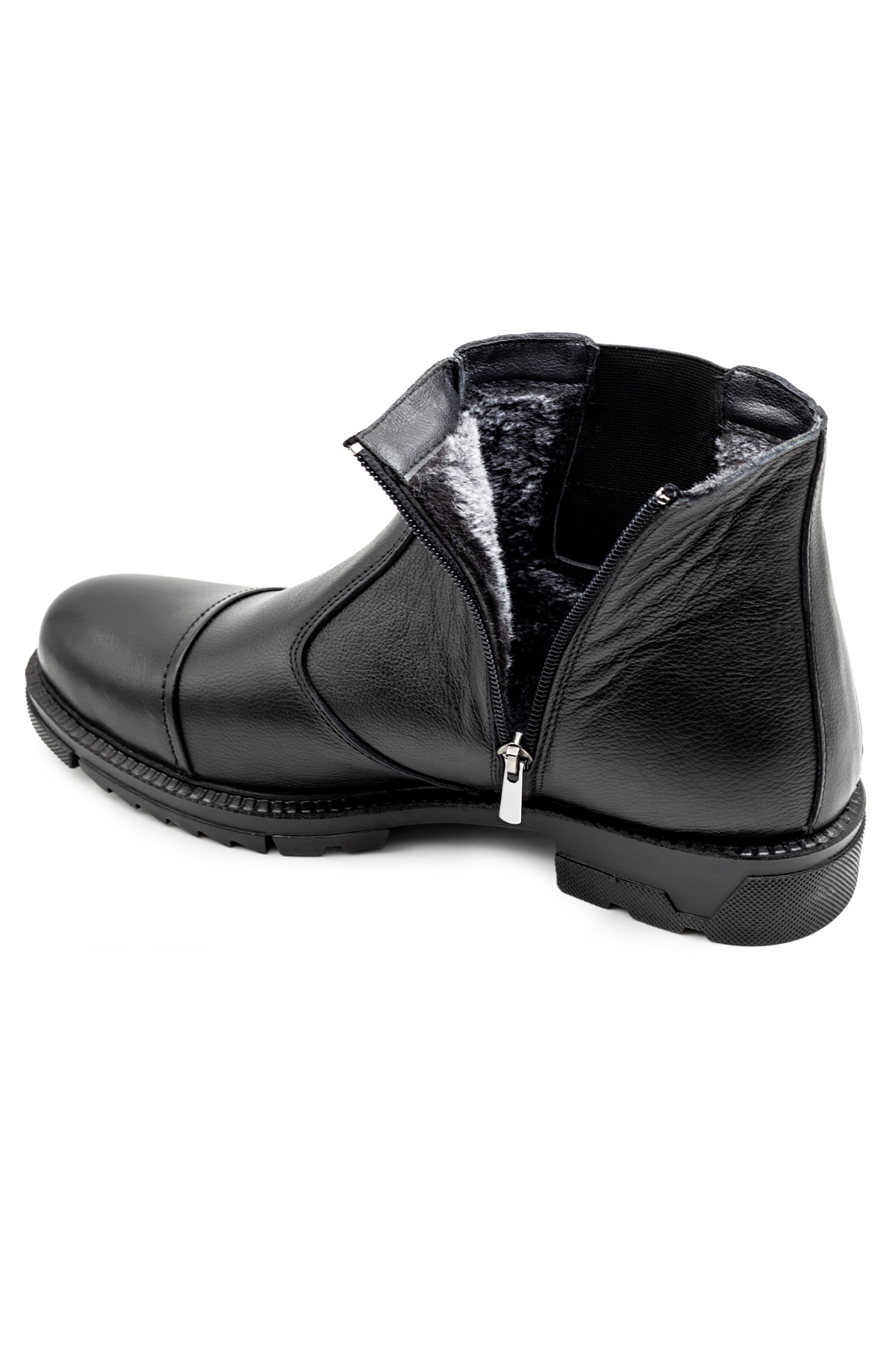 Levarno Caldor Frost Hakiki Deri İçi Kürklü Fermuarlı Kışlık Siyah Günlük Erkek Bot - Görsel 4