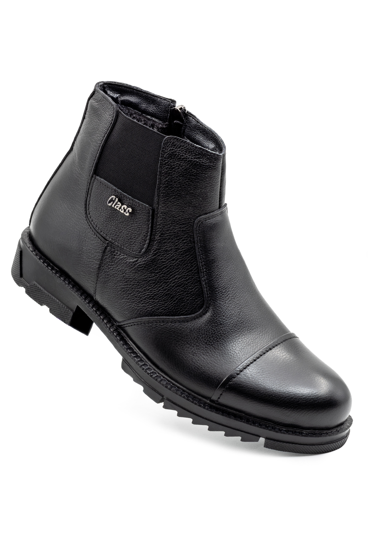 Levarno Caldor Frost Hakiki Deri İçi Kürklü Fermuarlı Kışlık Siyah Günlük Erkek Bot