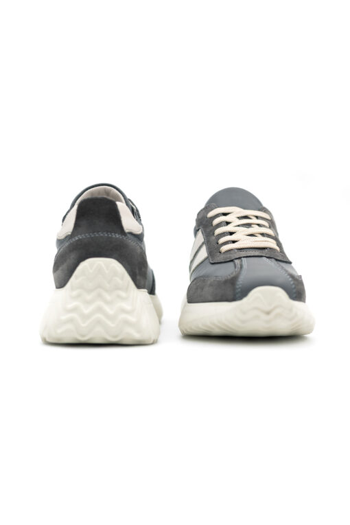 Levarno Duotone Hakiki Deri Kadın Gri – Bej Casual Sneaker Ayakkabı (Süet Detaylı) - Görsel 4