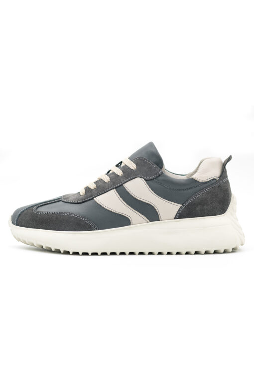Levarno Duotone Hakiki Deri Kadın Gri – Bej Casual Sneaker Ayakkabı (Süet Detaylı) - Görsel 3