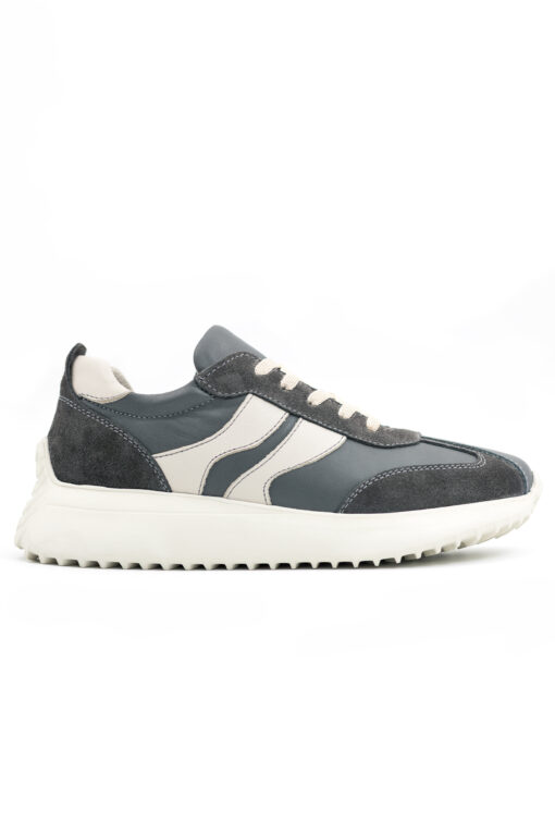 Levarno Duotone Hakiki Deri Kadın Gri – Bej Casual Sneaker Ayakkabı (Süet Detaylı)