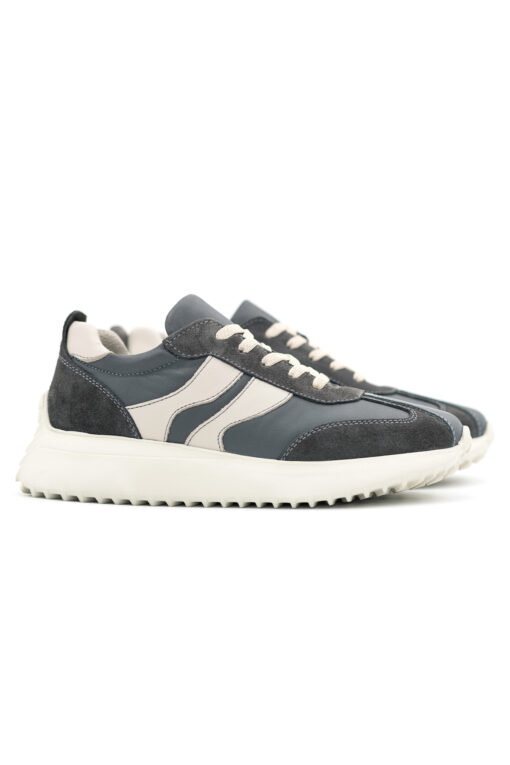 Levarno Duotone Hakiki Deri Kadın Gri – Bej Casual Sneaker Ayakkabı (Süet Detaylı) - Görsel 2