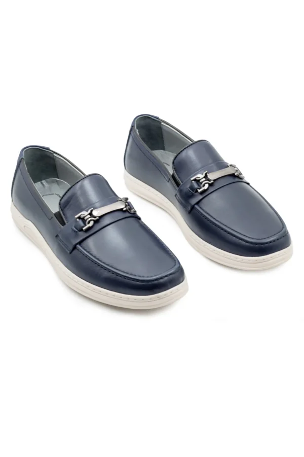 Levarno Hakiki Deri Toka Detaylı Hafif Taban Lacivert Erkek Casual Loafer Ayakkabı LV79722 - görsel 6