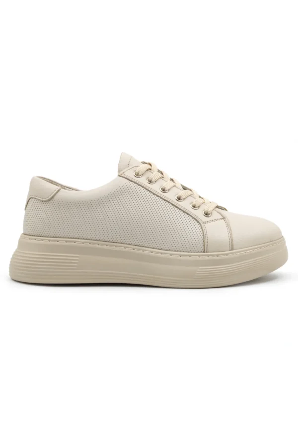 Levarno Hakiki Deri Kadın Bej Casual Sneaker Ayakkabı LV75093 - görsel 2