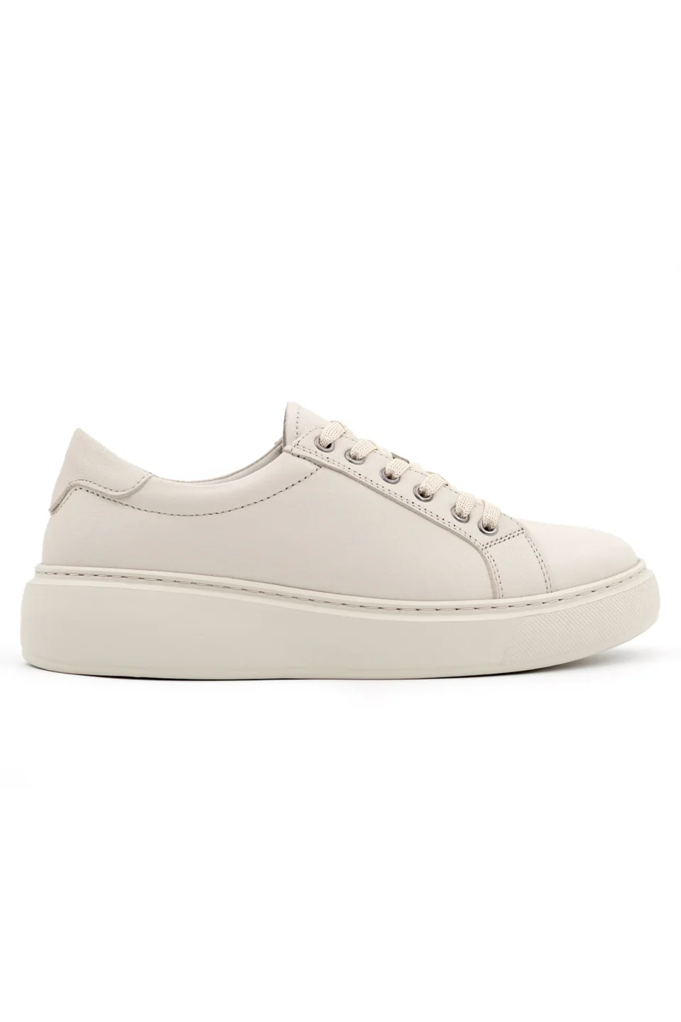 Levarno Hakiki Deri Kadın Bej Casual Sneaker Ayakkabı LV75094 - görsel 1