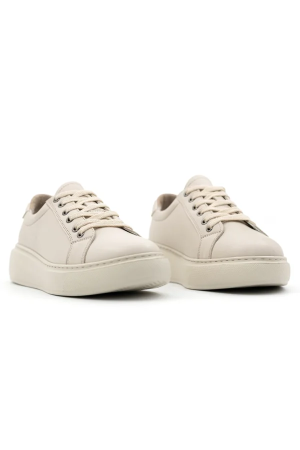 Levarno Hakiki Deri Kadın Bej Casual Sneaker Ayakkabı LV75094 - görsel 5