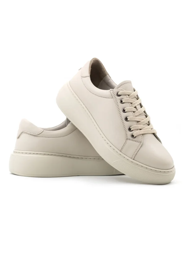 Levarno Hakiki Deri Kadın Bej Casual Sneaker Ayakkabı LV75094 - görsel 6