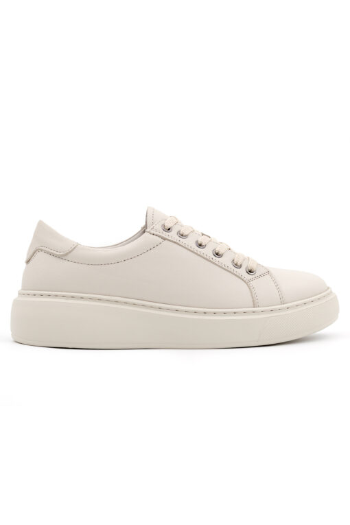 Levarno Luce Hakiki Deri Kadın Bej Casual Sneaker Ayakkabı - Görsel 2