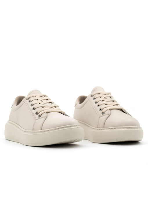 Levarno Luce Hakiki Deri Kadın Bej Casual Sneaker Ayakkabı - Görsel 5