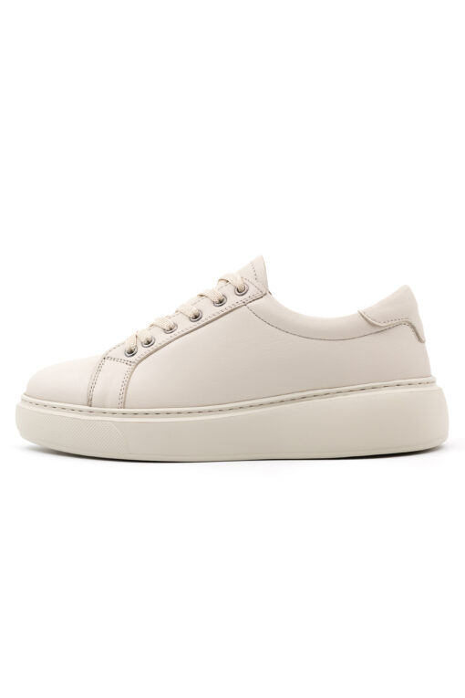 Levarno Luce Hakiki Deri Kadın Bej Casual Sneaker Ayakkabı - Görsel 4