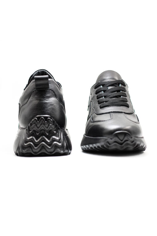 Levarno Perla Hakiki Deri Kadın Siyah Casual Sneaker Ayakkabı - Görsel 4