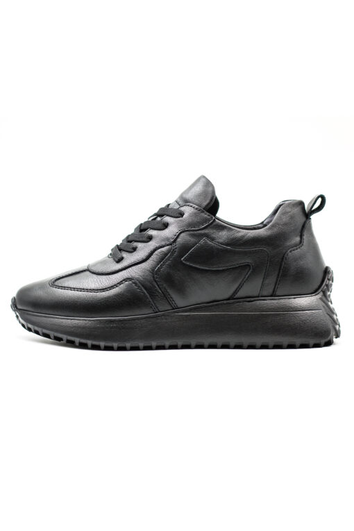 Levarno Perla Hakiki Deri Kadın Siyah Casual Sneaker Ayakkabı - Görsel 3